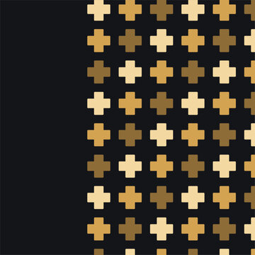 Hintergrund mit medizinischem Pluszeichen Muster in Schwarz und Gold