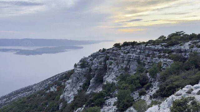 Sunset View of Hvar Island, Bol and Zlatni Rat from Vidova Gora, Brac, Croatia