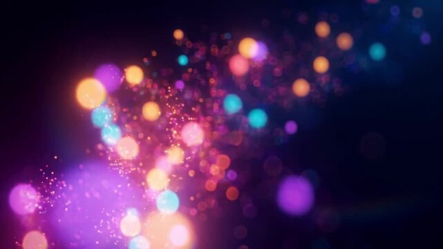 Glowing stardust bokeh particles background loop