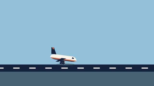 Commercial passenger airplane taking off from airport runway into blue sky