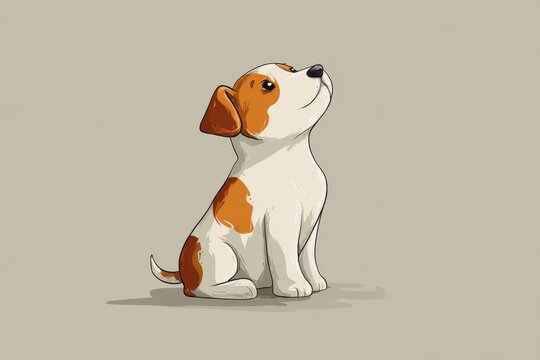 Dog Cartoon Sitting on Floor