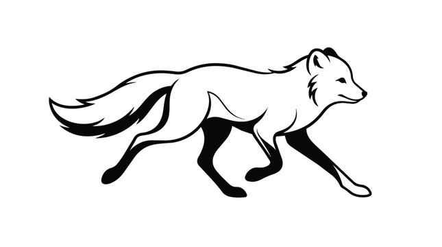 Fox Animal Vector Illustration in Black and White