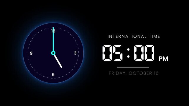 Digital clock interface showing rapid time lapse animation featuring accelerated time flow