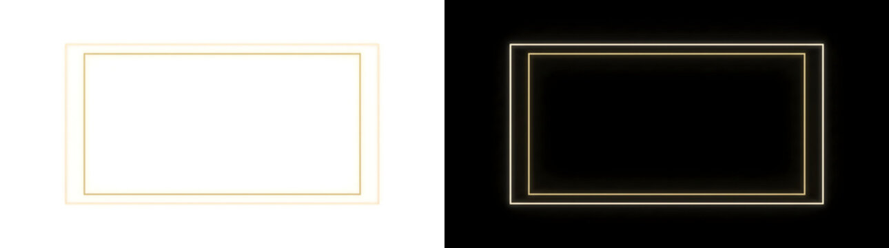 Double frame with an outer pale outline and inner golden line for certificates in PNG, Transparent and Black Background Versions
