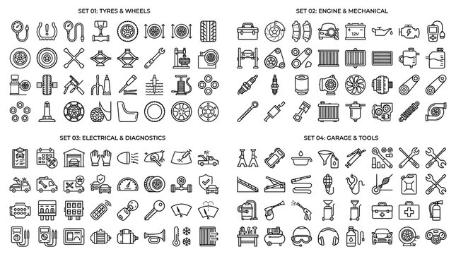 Automotive maintenance icon vector set