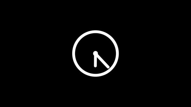 Vintage Clock Animation Loop, Minimalist clock icon with white hands and markers