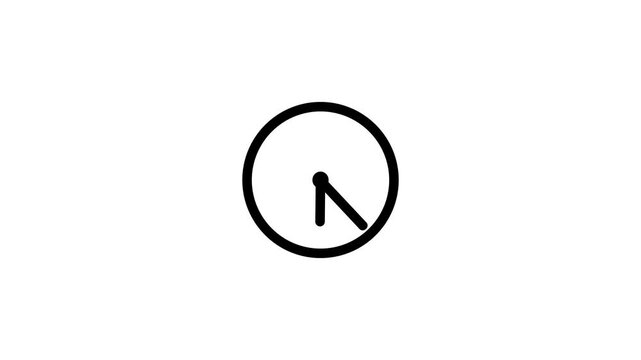 Vintage Clock Animation Loop, Minimalist clock icon with black hands and markers
