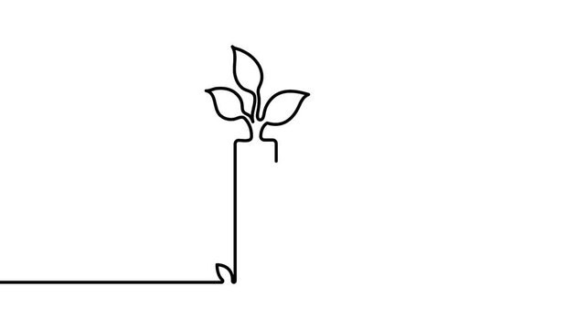 Growth chart continuous one line art vector illustration featuring editable stroke. Depicting bar chart growth bars with a sprouting plant in continuous one line art vector illustration.