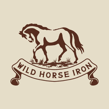 horse illustration animals graphic logo design ribbon badge silhouette vintage