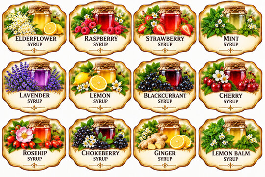 Labels for marking syrups.