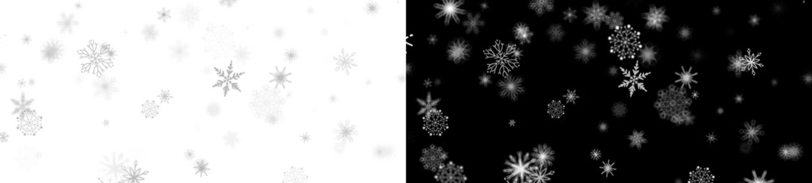 Winter wonderland snow falling on black background
