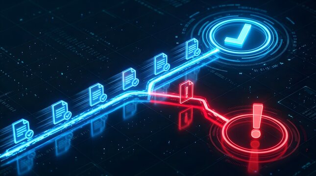 Digital document workflow with successful verification and error alert processing
