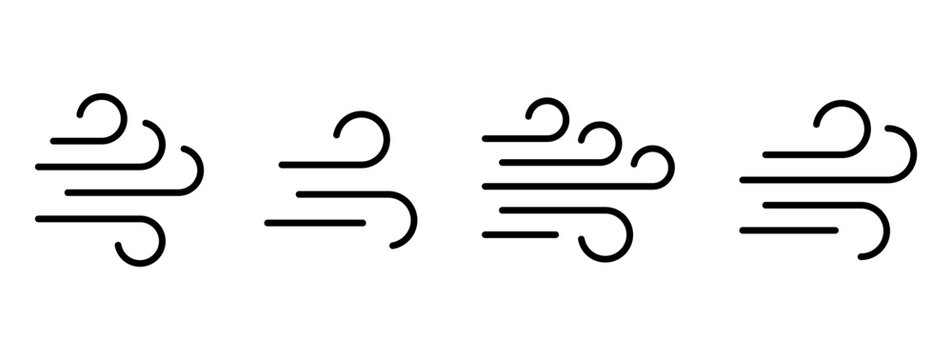 Wind line icons set. Breeze symbol. Vector. Editable stroke