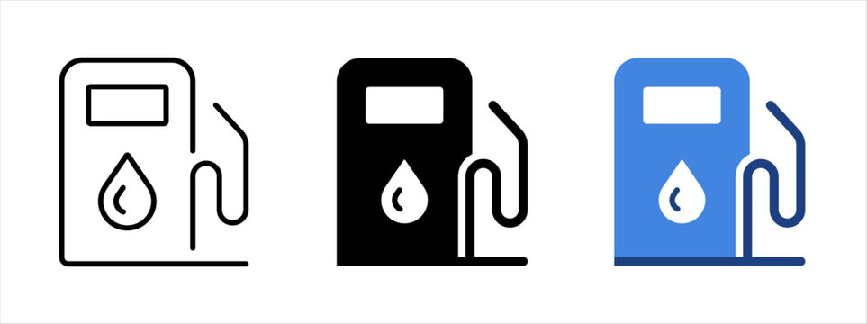 Gas station icon set. Fuel pump symbol. Vector