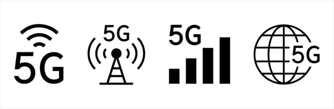 5G network icon set. 5G technology. Vector
