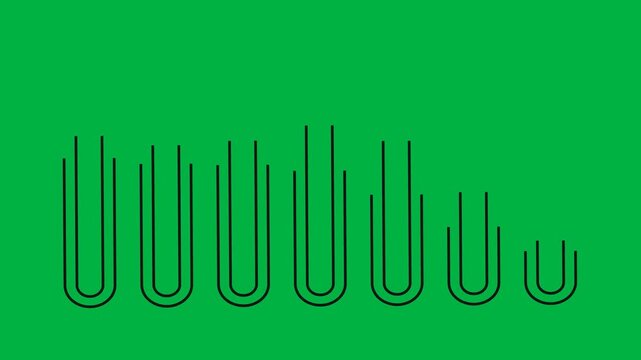 Black U Shapes Growing in Sequence on Green Screen