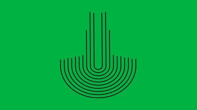 Black U Shaped Line Pattern Growing on Green Screen