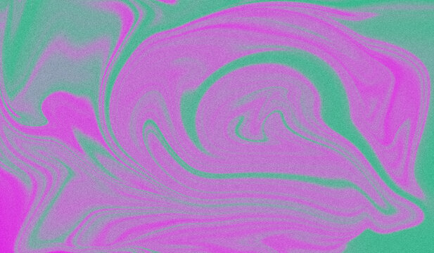 Abstract liquid marble texture background with vibrant pink and teal green swirling colors, artistic fluid design with a grainy retro effect for modern graphic projects and digital wallpaper