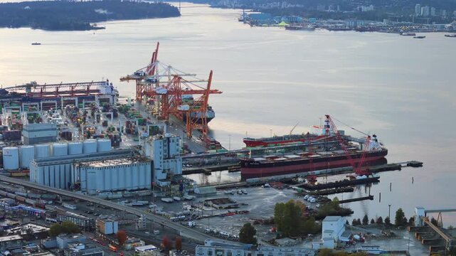 Aerial view of the Port of Vancouver, British Columbia, Canada