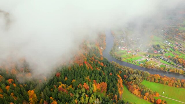 Gorgeous colourful autumn in the mountains. Pieniny, Poland