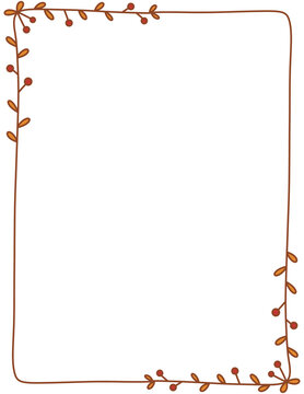 Hand Drawn Autumn Vine Border Colorful Floral Doodle Leaf Frame Fall Season For Greeting Cards Certificate Layouts and Wedding Invitations thanksgiving