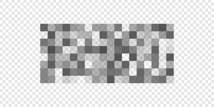 Censor blur checkered texture on transparent background. Mosaic pattern with pixel effect to hide text, image or another forbidden, unwanted or privacy content. Vector graphic illustration