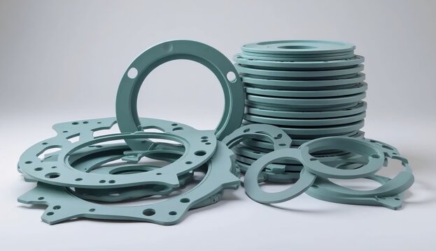 Precision laser-cut gasket sheets with complex openings, clean edges and stacked circular sealing components
