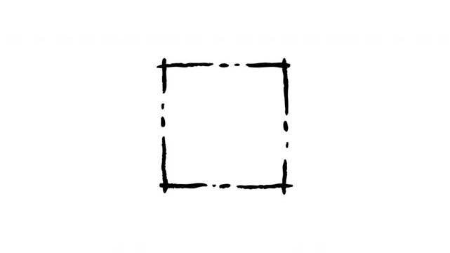 Square Frame For Content Highlighting And Screen Design Doodle Animation. Border Mark And Selection Outline. 4K Video Loopable Overlay Element. Hand-Drawn Animated Icon With Alpha Channel.