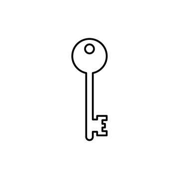 Classic door key line art icon on transparent background showing security and access symbol for real estate locking solutions and digital interface designs.