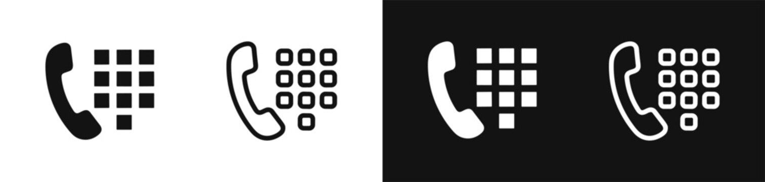 Telephone keypad icons in solid and outline styles
