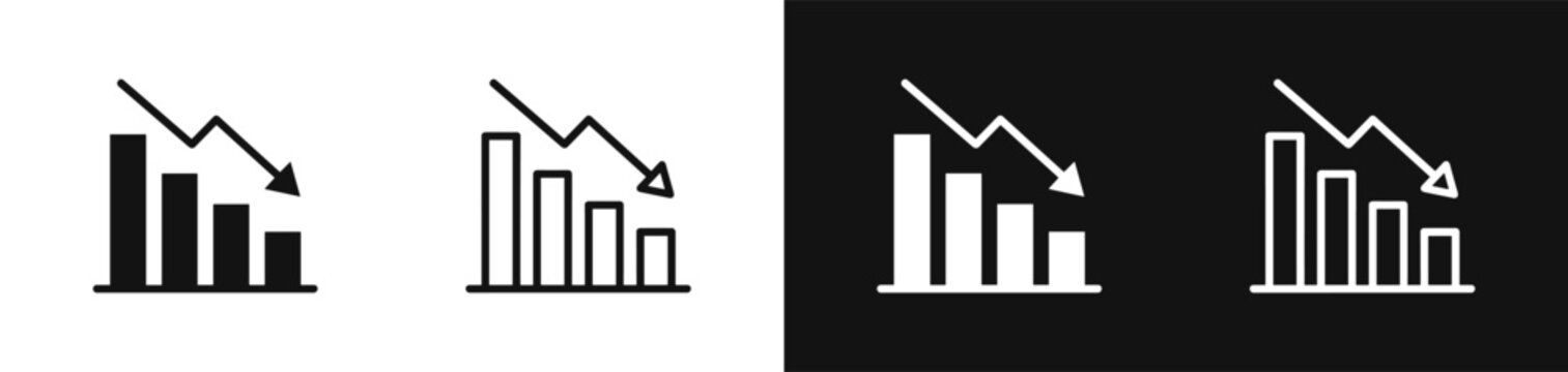 Decline chart graph going down business financial loss risk icon