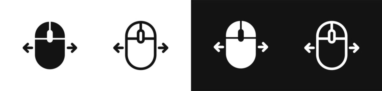 Computer mouse horizontal scroll icon vector set