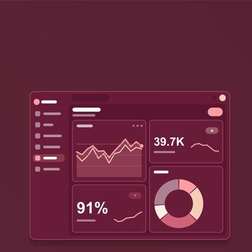 Dise&ntilde;o de interfaz de panel de control en tono burdeos y rosa