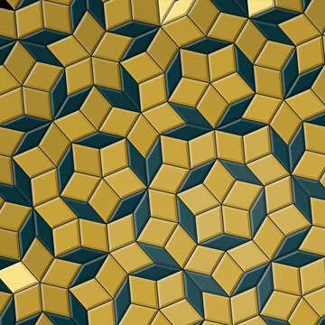 Fondo geom&eacute;trico con teselado de rombos de penrose verde azulado