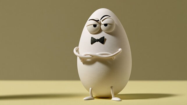 Cheerful anthropomorphic easter egg in sunlight