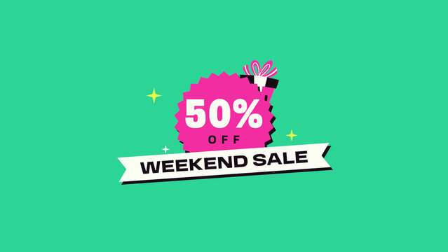 Sticker Slap Sales Titles / Bold Colorful Weekend Sale Badge With a Gift for Retail Promos, Online Ads and Social Media / Horizontal / Part 03