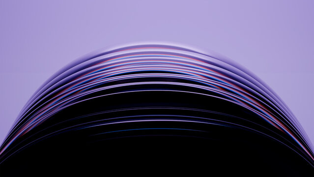 Glossy Purple and Blue Abstract Wave Background with Iridescent Reflections and Smooth 3D Curves
