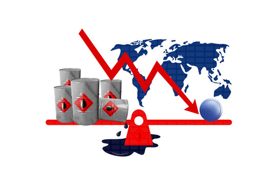 Creative artwork template sketch image 3D collage of scales weights oil economy global price energy arrow pressure coins dollars earnings