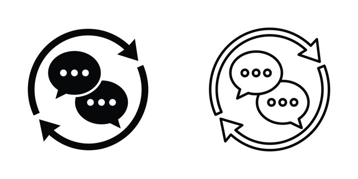 communication speech bubble icons with circular arrows showing feedback or conversation exchange process