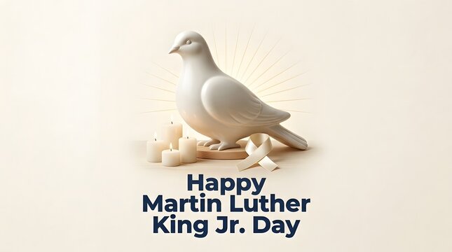 White dove statue with candles and ribbon for martin luther king jr. day