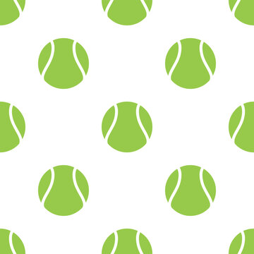 Tennis Ball Pattern, Vector Illustration. Tennis Ball Seamless Pattern with Green Balls. Tennis Ball Pattern on White Background for Sports Fabric, Wallpaper, Textile, Wrapping Paper, Surface Design