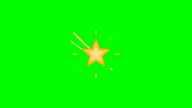 Yellow glowing stars sparkling on green screen background