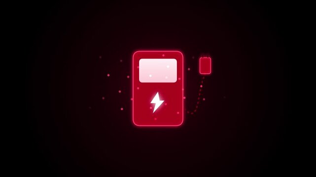 Abstract Neon Electric Fast Charging Station Loop Seamless Loop wit...