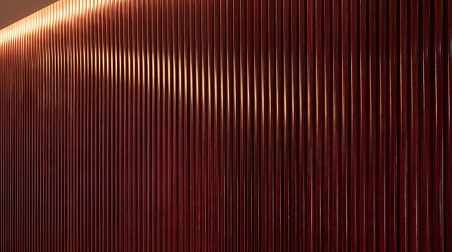 Vertical lines create repeating pattern. Copper surface reflects warm light. Glowing texture shows elegant design