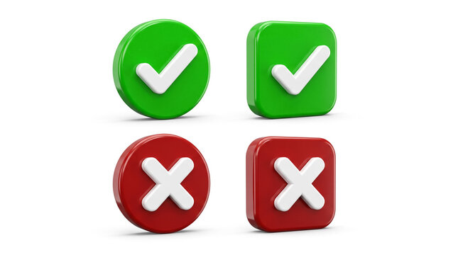 Approval and rejection symbols featuring checkmark and cross icons