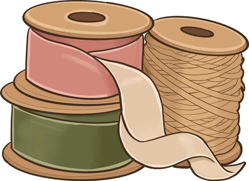 Gift wrapping ribbon and twine spools