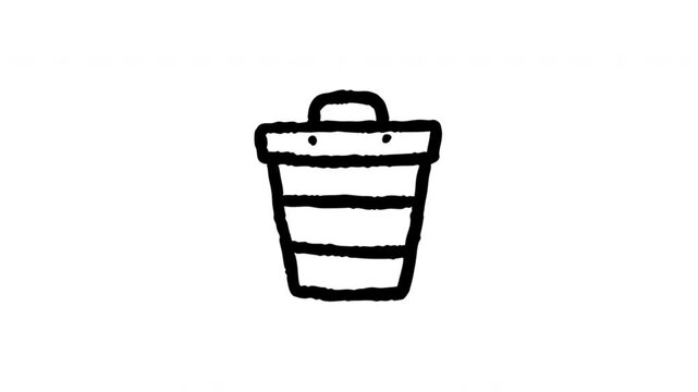 Storage Basket For Organization And Household Sorting Wiggle Doodle Animation With Alpha Channel. Laundry Hamper And Home Storage Container, Transparent Background. 4K Loop Hand Drawn Icon.