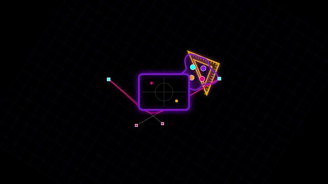 Graphic design software interface animation showing vector path creation and node editing