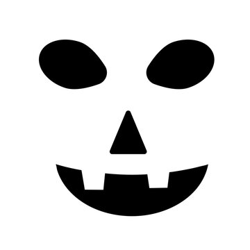 Halloween Pumpkin Face isolated on white. Smiling Jack o Lantern. Vector template for Halloween party decorations.