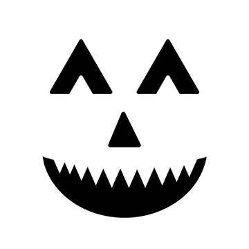 Halloween Pumpkin Face isolated on white. Funny Jack o Lantern. Vector template for Halloween party decorations.